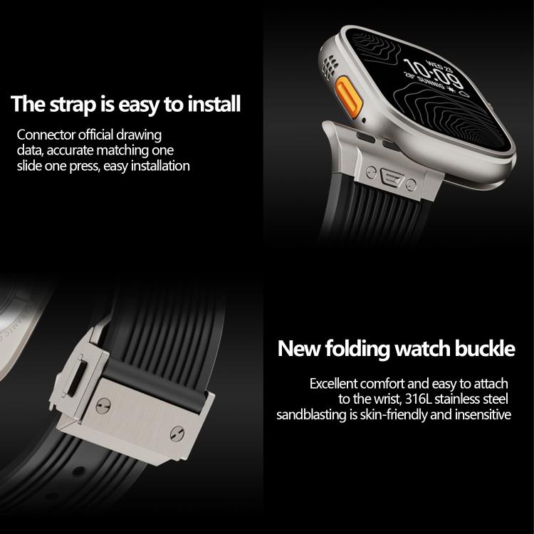 For Apple Watch 46mm / 49mm / 45mm / 44mm Kalebol High Elasticity L-shaped Nail Silicone Strap(Space Grey) by Kalebol