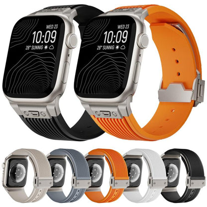 For Apple Watch 46mm / 49mm / 45mm / 44mm Kalebol High Elasticity L-shaped Nail Silicone Strap(Starlight) by Kalebol