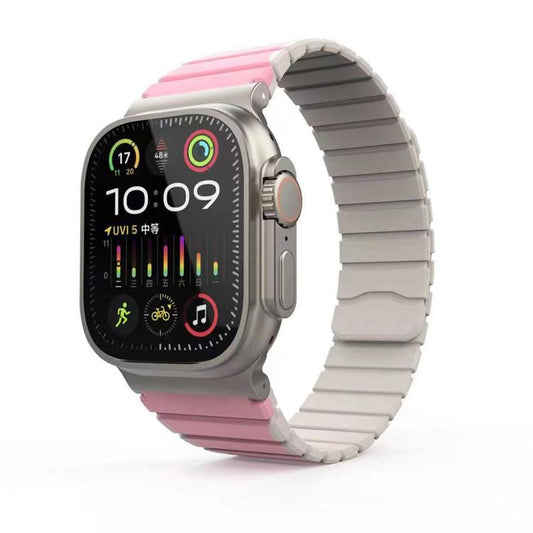 For Apple Watch 46mm / 49mm / 45mm / 44mm Kalebol Magnetic Silicone Strap(Pink) by Kalebol