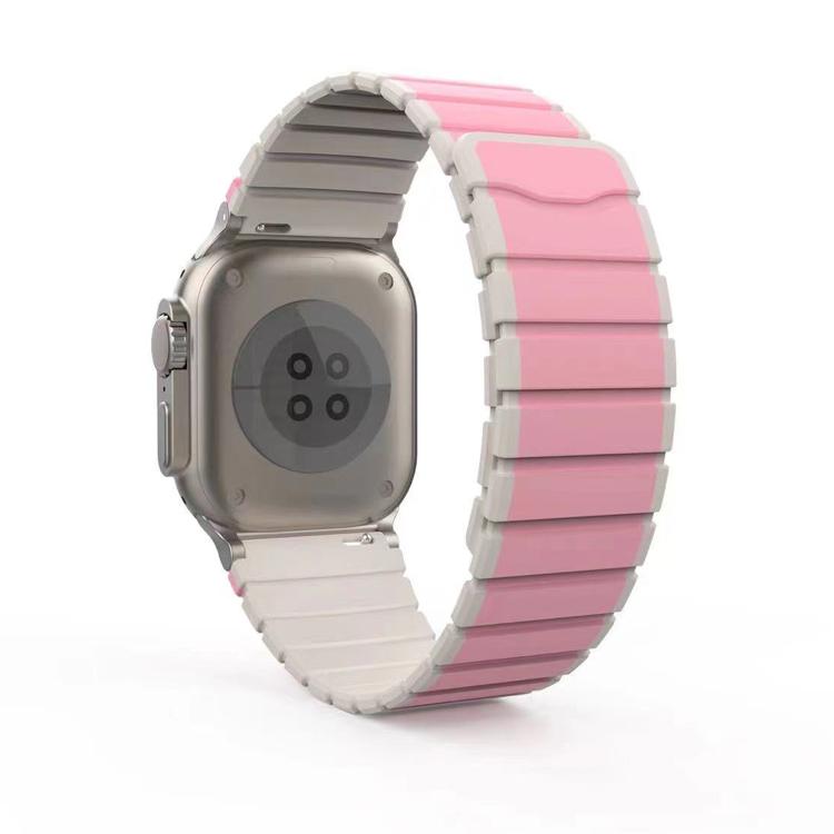 For Apple Watch 46mm / 49mm / 45mm / 44mm Kalebol Magnetic Silicone Strap(Pink) by Kalebol