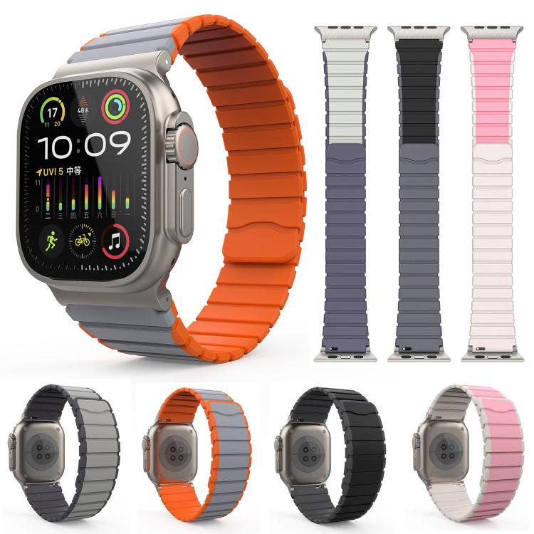 For Apple Watch 46mm / 49mm / 45mm / 44mm Kalebol Magnetic Silicone Strap(Pink) by Kalebol