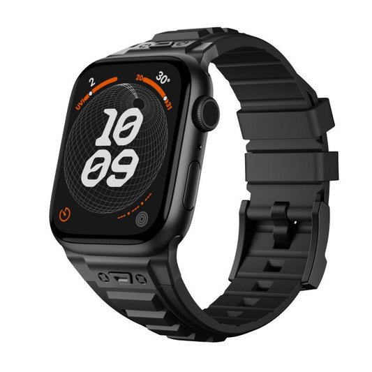 For Apple Watch 46mm / 49mm / 45mm / 44mm Kalebol High Stretch Silicone Armor Watch Band(Black) by Kalebol