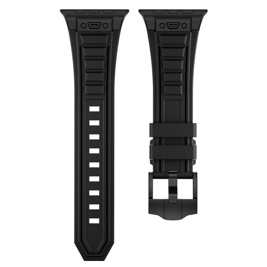 For Apple Watch 46mm / 49mm / 45mm / 44mm Kalebol High Stretch Silicone Armor Watch Band(Black) by Kalebol