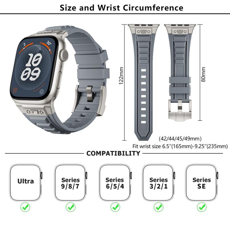 For Apple Watch 46mm / 49mm / 45mm / 44mm Kalebol High Stretch Silicone Armor Watch Band(Black) by Kalebol