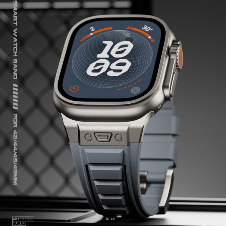 For Apple Watch 46mm / 49mm / 45mm / 44mm Kalebol High Stretch Silicone Armor Watch Band(Black) by Kalebol