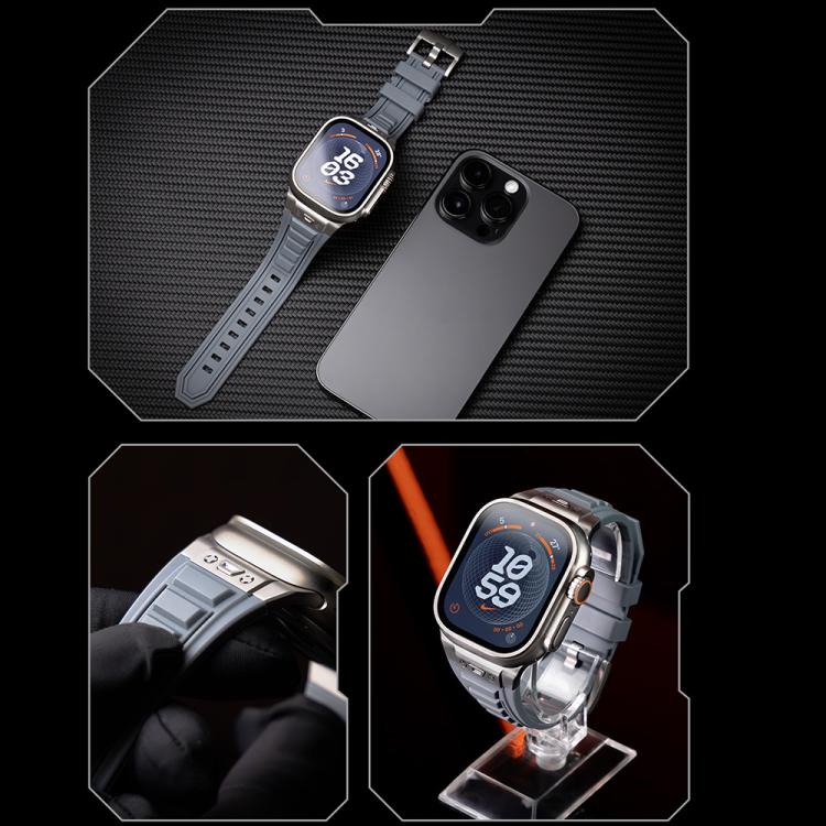 For Apple Watch 46mm / 49mm / 45mm / 44mm Kalebol High Stretch Silicone Armor Watch Band(Black) by Kalebol