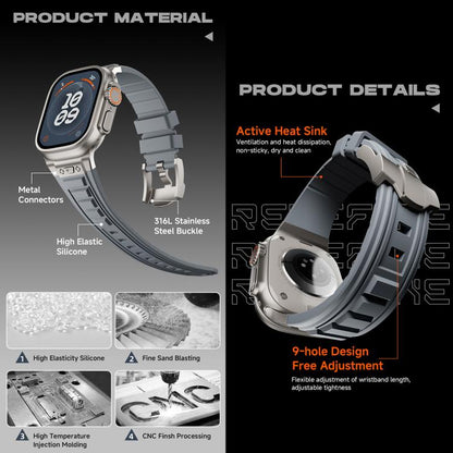 For Apple Watch 46mm / 49mm / 45mm / 44mm Kalebol High Stretch Silicone Armor Watch Band(Black) by Kalebol