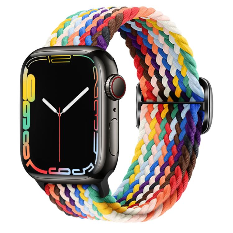 For Apple Watch 46mm / 49mm / 45mm / 44mm Kalebol Eight Buckle Nylon Braided Watch Band(Rainbow) by Kalebol