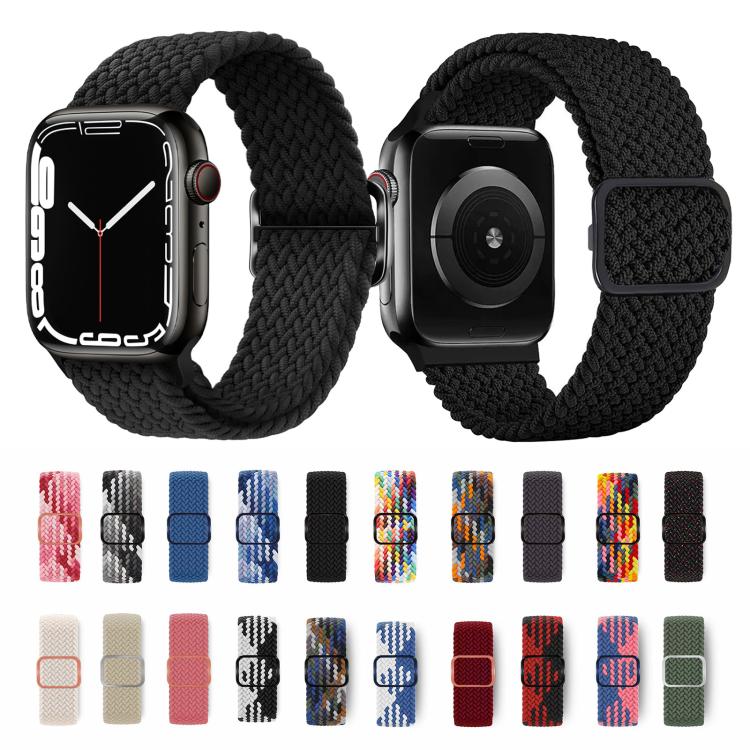 For Apple Watch 46mm / 49mm / 45mm / 44mm Kalebol Eight Buckle Nylon Braided Watch Band(Rainbow) by Kalebol