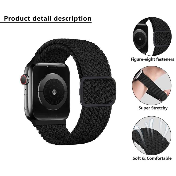 For Apple Watch 46mm / 49mm / 45mm / 44mm Kalebol Eight Buckle Nylon Braided Watch Band(Rainbow) by Kalebol