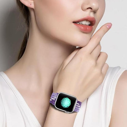 For Apple Watch 46mm / 49mm / 45mm / 44mm Kalebol Eight Buckle Nylon Braided Watch Band(Rainbow) by Kalebol