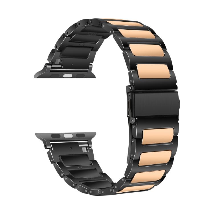 For Apple Watch 46mm / 49mm / 45mm / 44mm Kalebol Tooling Metal Zinc Alloy Watch Band(Black Rose Gold) by Kalebol