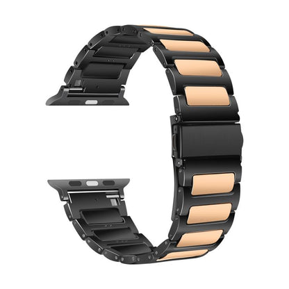 For Apple Watch 46mm / 49mm / 45mm / 44mm Kalebol Tooling Metal Zinc Alloy Watch Band(Black Rose Gold) by Kalebol