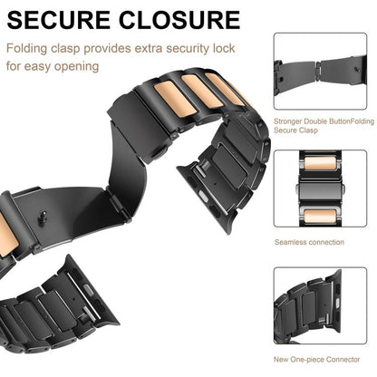 For Apple Watch 46mm / 49mm / 45mm / 44mm Kalebol Tooling Metal Zinc Alloy Watch Band(Black Rose Gold) by Kalebol