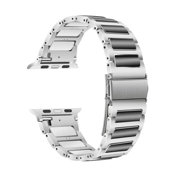 For Apple Watch 46mm / 49mm / 45mm / 44mm Kalebol Tooling Metal Zinc Alloy Watch Band(Silver Black) by Kalebol