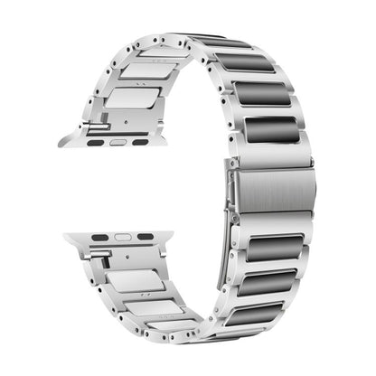 For Apple Watch 46mm / 49mm / 45mm / 44mm Kalebol Tooling Metal Zinc Alloy Watch Band(Silver Black) by Kalebol