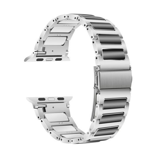 For Apple Watch 46mm / 49mm / 45mm / 44mm Kalebol Tooling Metal Zinc Alloy Watch Band(Silver Black) by Kalebol