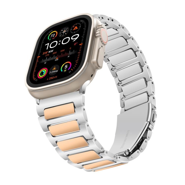 For Apple Watch 46mm / 49mm / 45mm / 44mm Kalebol Tooling Metal Zinc Alloy Watch Band(Silver Rose Gold) by Kalebol