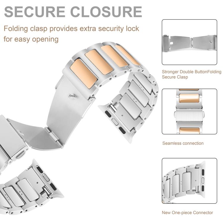 For Apple Watch 46mm / 49mm / 45mm / 44mm Kalebol Tooling Metal Zinc Alloy Watch Band(Silver Rose Gold) by Kalebol