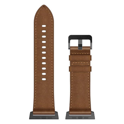 For Apple Watch 46mm / 49mm / 45mm / 44mm Kalebol Genuine Leather Watch Band(Black Dark Brown) by Kalebol