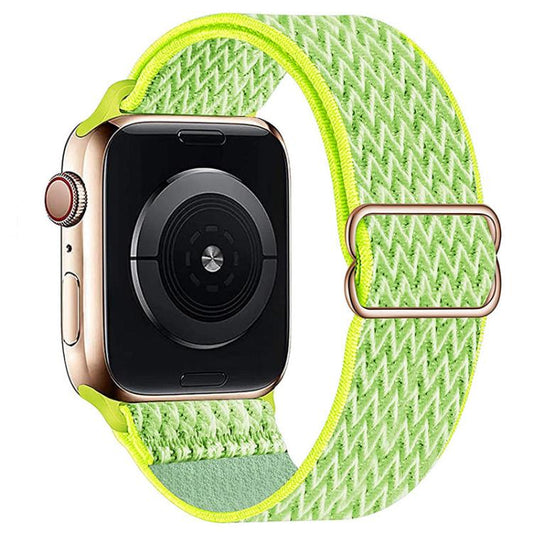 For Apple Watch 46mm / 49mm / 45mm / 44mm Kalebol Eight Buckle Wavy Braided Nylon Watch Band(Bright Green) by Kalebol