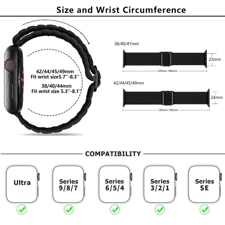 For Apple Watch 46mm / 49mm / 45mm / 44mm Kalebol Eight Buckle Wavy Braided Nylon Watch Band(Bright Green) by Kalebol