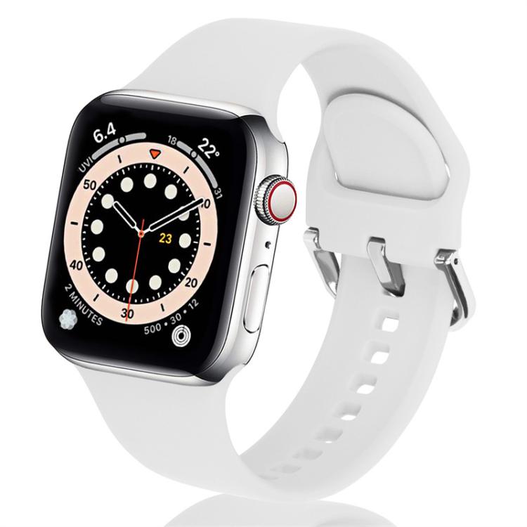 For Apple Watch 46mm / 49mm / 45mm / 44mm Kalebol Metal Pin Buckle Silicone Watch Band(White) by Kalebol
