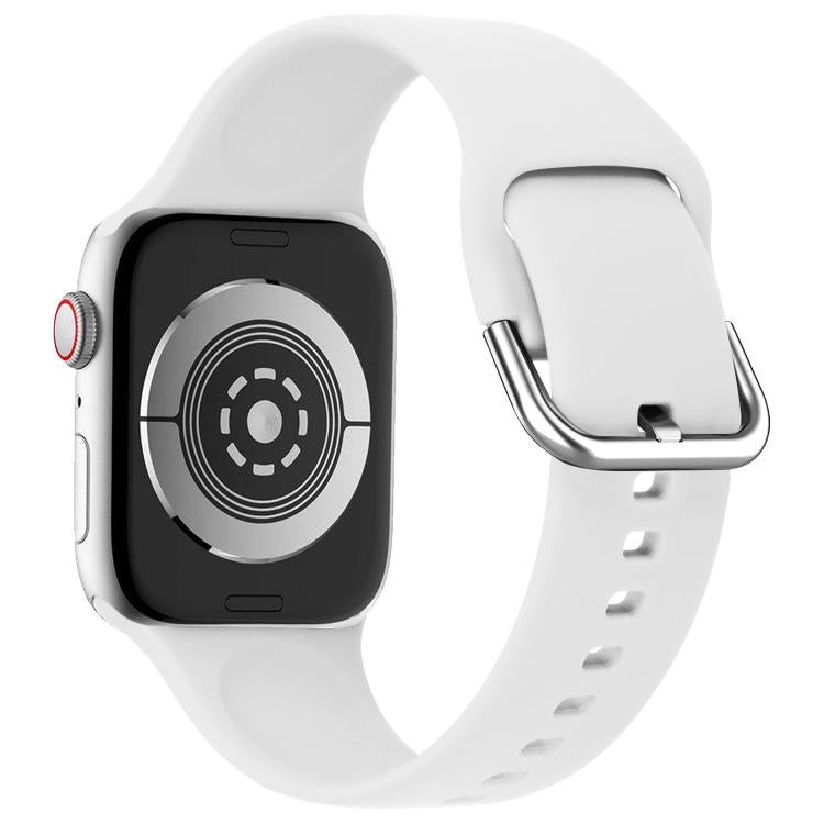 For Apple Watch 46mm / 49mm / 45mm / 44mm Kalebol Metal Pin Buckle Silicone Watch Band(White) by Kalebol