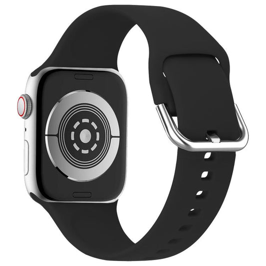 For Apple Watch 46mm / 49mm / 45mm / 44mm Kalebol Metal Pin Buckle Silicone Watch Band(Black) by Kalebol