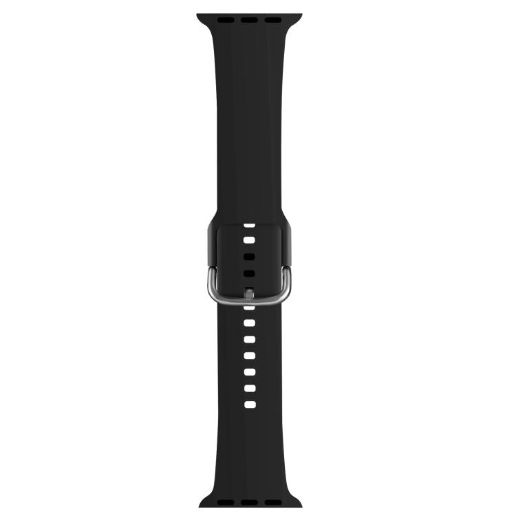 For Apple Watch 46mm / 49mm / 45mm / 44mm Kalebol Metal Pin Buckle Silicone Watch Band(Black) by Kalebol