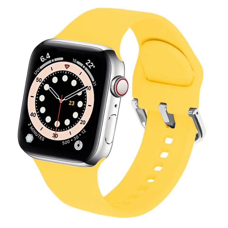 For Apple Watch 46mm / 49mm / 45mm / 44mm Kalebol Metal Pin Buckle Silicone Watch Band(Yellow) by Kalebol