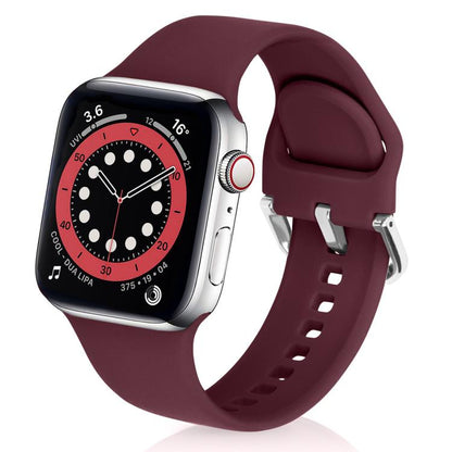 For Apple Watch 46mm / 49mm / 45mm / 44mm Kalebol Metal Pin Buckle Silicone Watch Band(Wine Red) by Kalebol