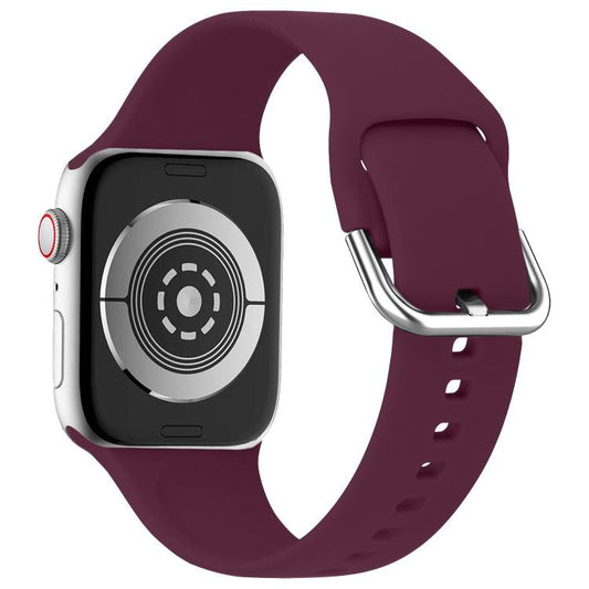 For Apple Watch 46mm / 49mm / 45mm / 44mm Kalebol Metal Pin Buckle Silicone Watch Band(Wine Red) by Kalebol