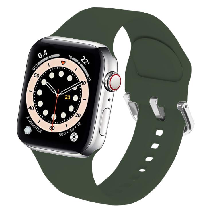 For Apple Watch 46mm / 49mm / 45mm / 44mm Kalebol Metal Pin Buckle Silicone Watch Band(Army Green) by Kalebol