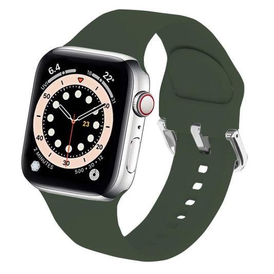 For Apple Watch 46mm / 49mm / 45mm / 44mm Kalebol Metal Pin Buckle Silicone Watch Band(Army Green) by Kalebol