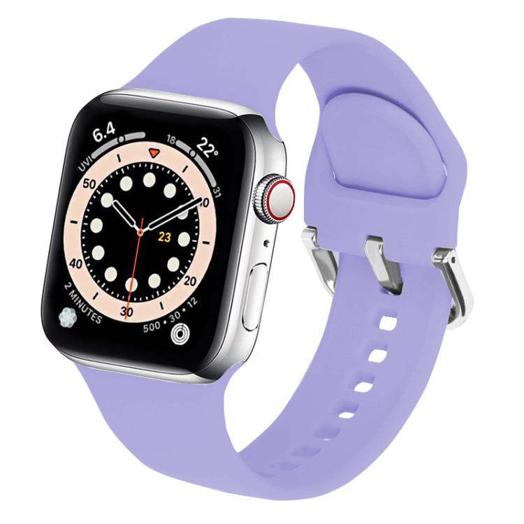 For Apple Watch 46mm / 49mm / 45mm / 44mm Kalebol Metal Pin Buckle Silicone Watch Band(Light Purple) by Kalebol