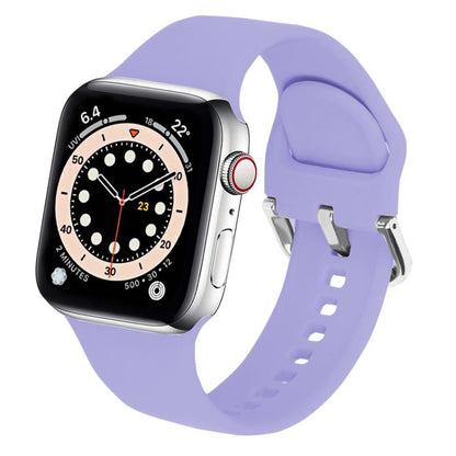 For Apple Watch 46mm / 49mm / 45mm / 44mm Kalebol Metal Pin Buckle Silicone Watch Band(Light Purple) by Kalebol