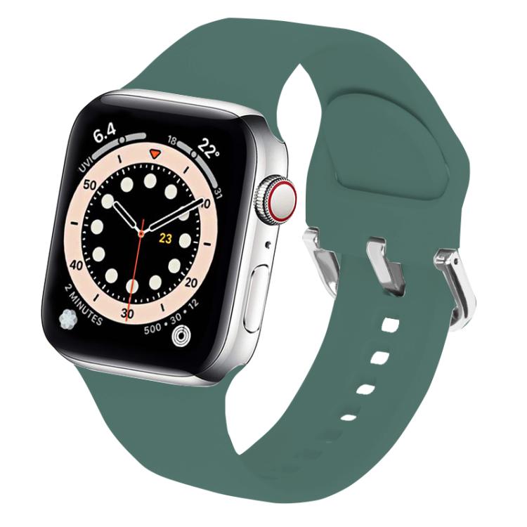 For Apple Watch 46mm / 49mm / 45mm / 44mm Kalebol Metal Pin Buckle Silicone Watch Band(Pine Green) by Kalebol