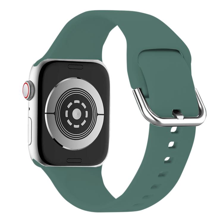 For Apple Watch 46mm / 49mm / 45mm / 44mm Kalebol Metal Pin Buckle Silicone Watch Band(Pine Green) by Kalebol