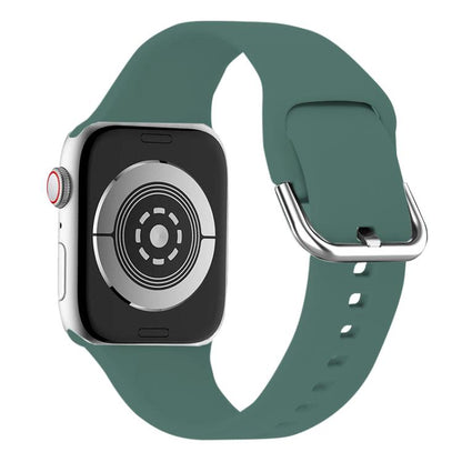 For Apple Watch 46mm / 49mm / 45mm / 44mm Kalebol Metal Pin Buckle Silicone Watch Band(Pine Green) by Kalebol