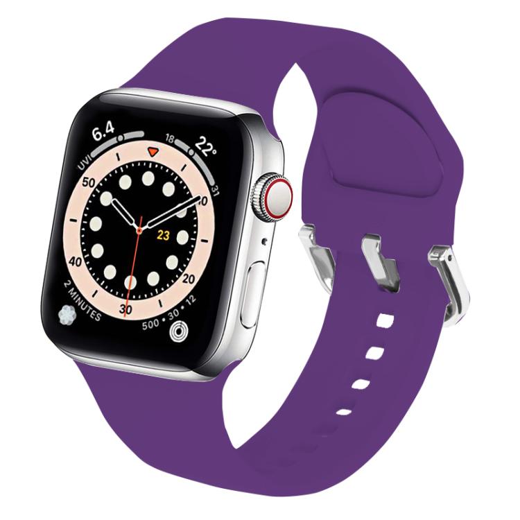 For Apple Watch 46mm / 49mm / 45mm / 44mm Kalebol Metal Pin Buckle Silicone Watch Band(Dark Purple) by Kalebol