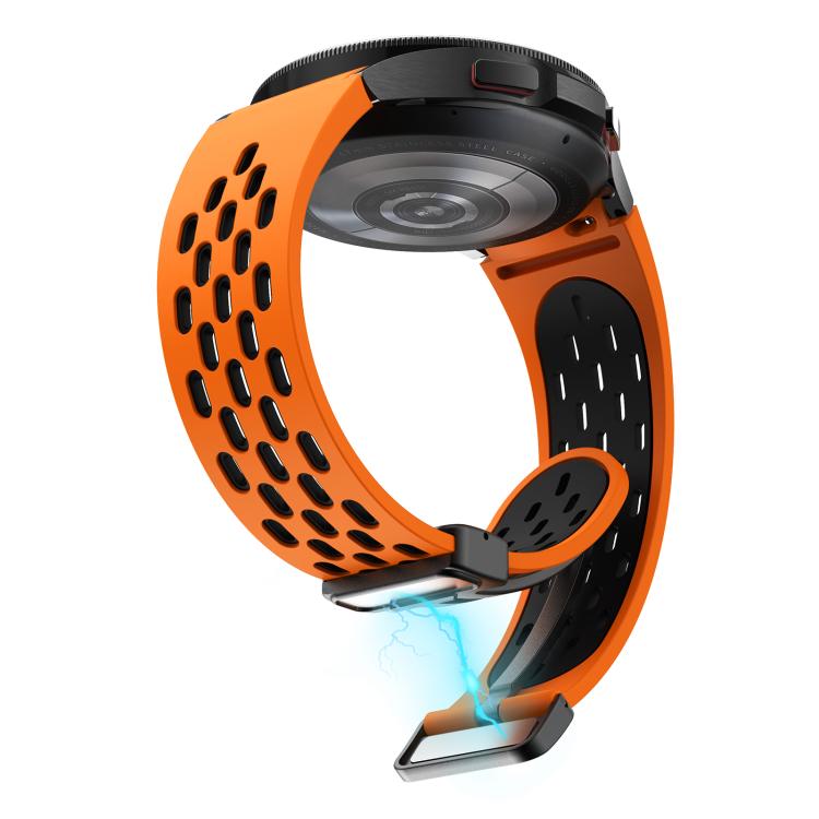 For Samsung Galaxy Watch 4 / 5 / 6 Kalebol Two-color Mesh Magnetic Black Buckle Silicone Strap(Orange Black) by Kalebol