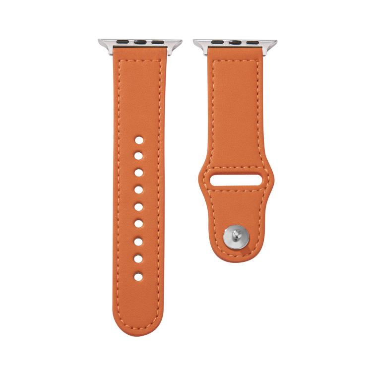 For Apple Watch 46mm / 49mm / 45mm / 44mm Kalebol Large Stud Buckle Leather Watch Band(Orange) by Kalebol