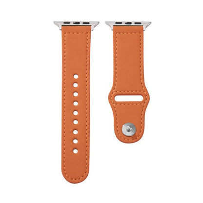 For Apple Watch 46mm / 49mm / 45mm / 44mm Kalebol Large Stud Buckle Leather Watch Band(Orange) by Kalebol