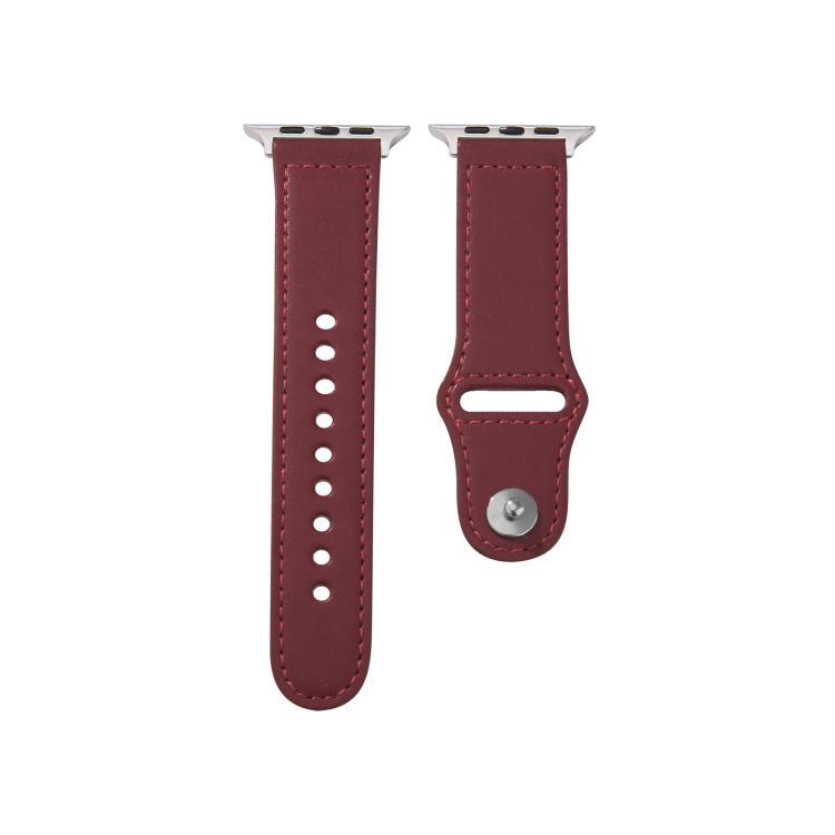 For Apple Watch 46mm / 49mm / 45mm / 44mm Kalebol Large Stud Buckle Leather Watch Band(Wine Red) by Kalebol