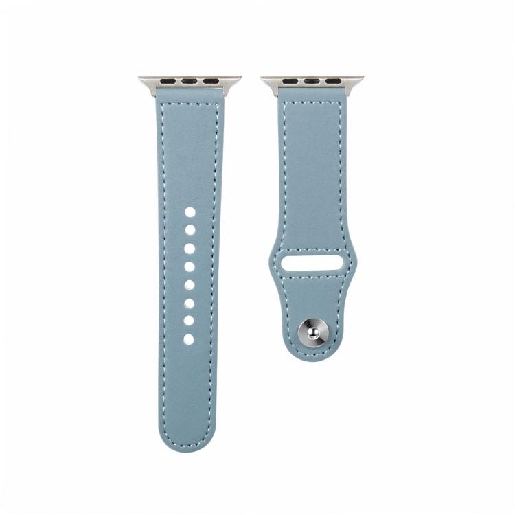 For Apple Watch 46mm / 49mm / 45mm / 44mm Kalebol Large Stud Buckle Leather Watch Band(Haze Blue) by Kalebol