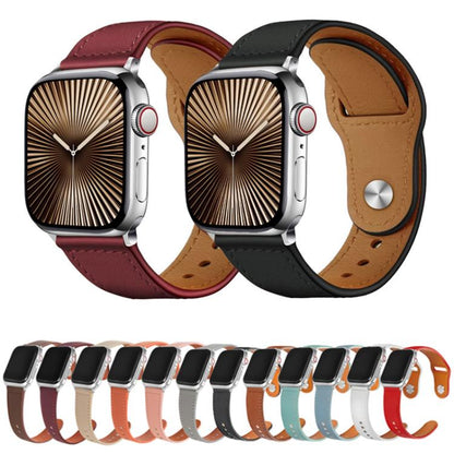 For Apple Watch 46mm / 49mm / 45mm / 44mm Kalebol Large Stud Buckle Leather Watch Band(Orange) by Kalebol