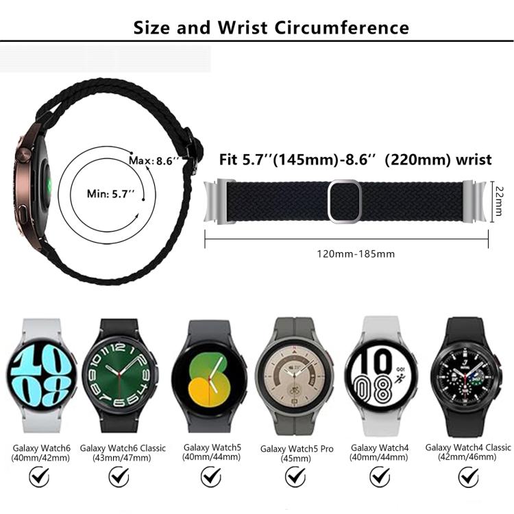 For Samsung Galaxy Watch 7 / 6 / 5 / 4 Kalebol Eight Buckle Nylon Braided Watch Band(Army Green) by Kalebol