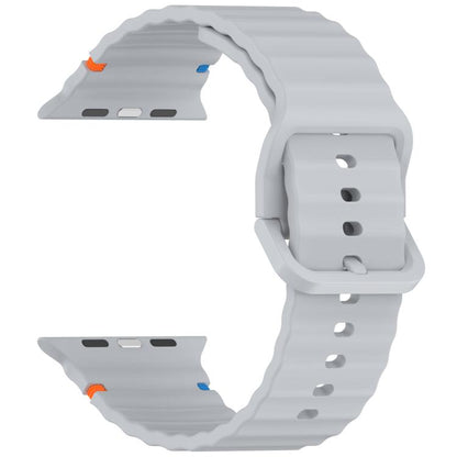 For Apple Watch 46mm / 49mm / 45mm / 44mm Kalebol Wavy Grain Stitched Silicone Watch Band(Grey) by Kalebol