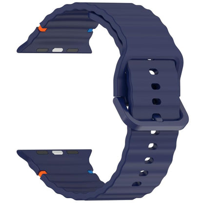 For Apple Watch 42mm / 41mm / 40mm / 38mm Kalebol Wavy Grain Stitched Silicone Watch Band(Navy Blue) by Kalebol